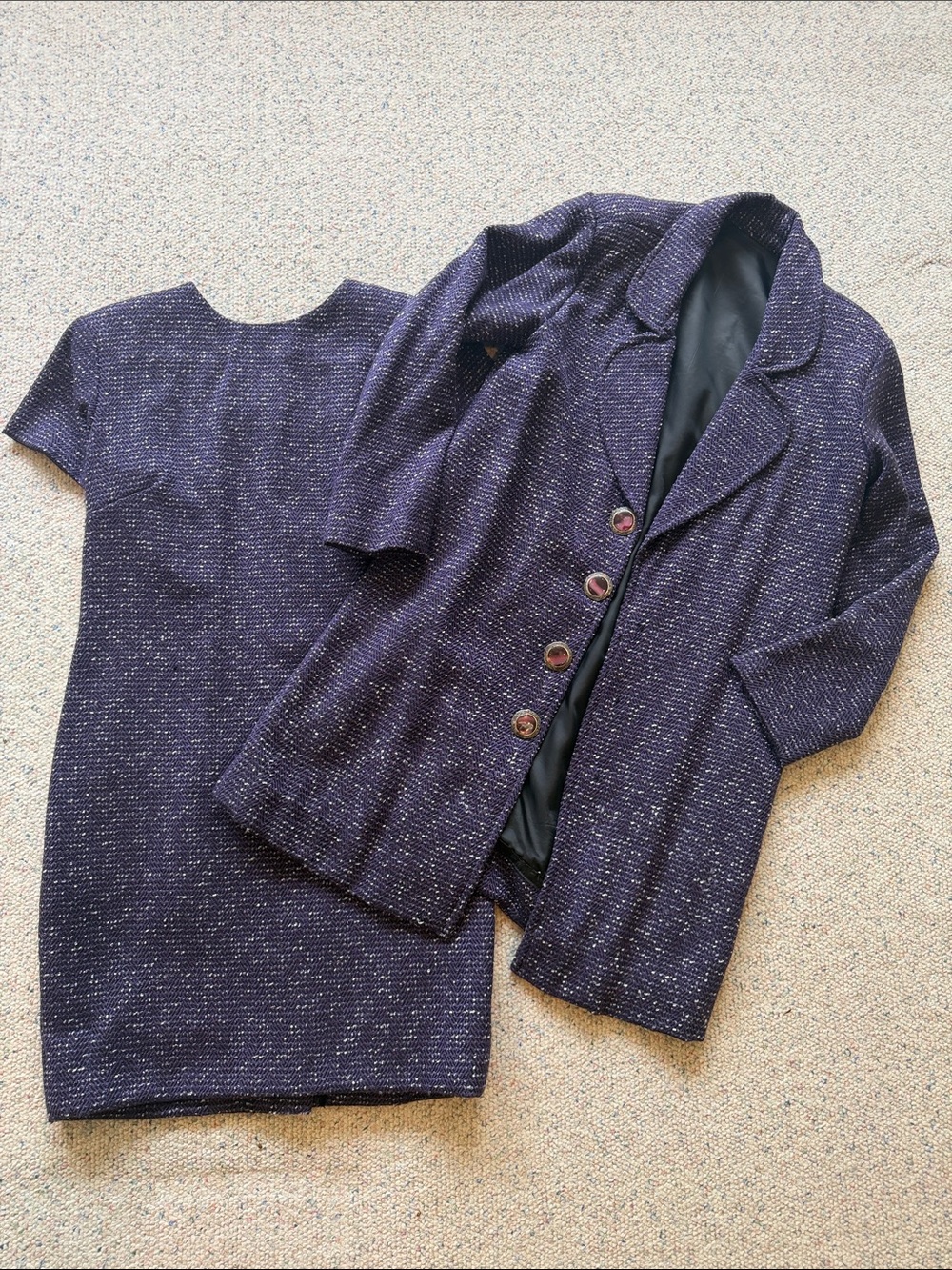 Women's Purple Wool Jacket & Dress Set - custom made